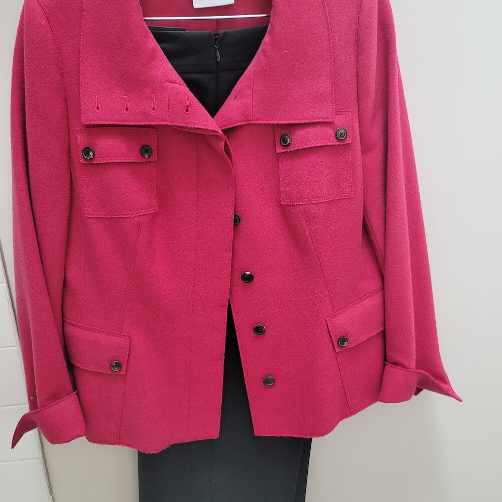 Akris Punto Wool Suit with Pink Jacket and Brown Pants